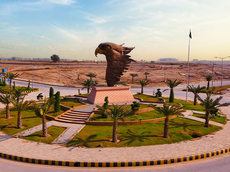Blue World City entrance monument view